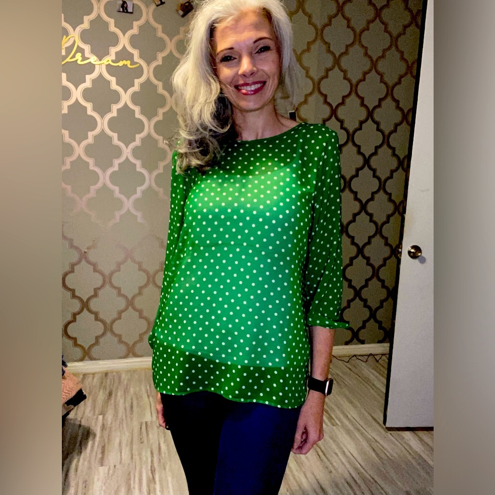 New York and Company Sweet Pea sheer top in a small